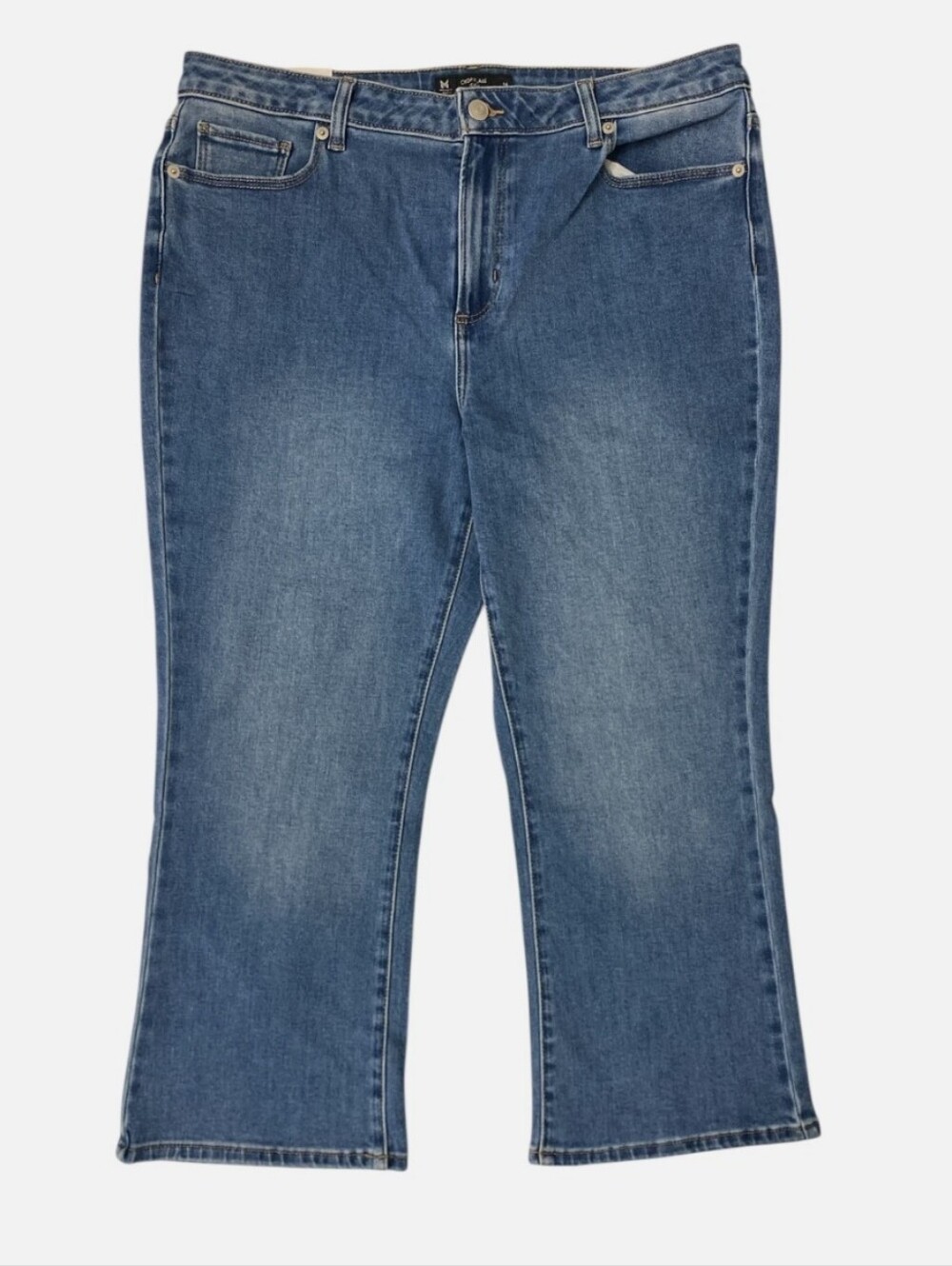 Member's Mark Women's High Rise Crop Flare Stretch Jeans Medium Wash 16